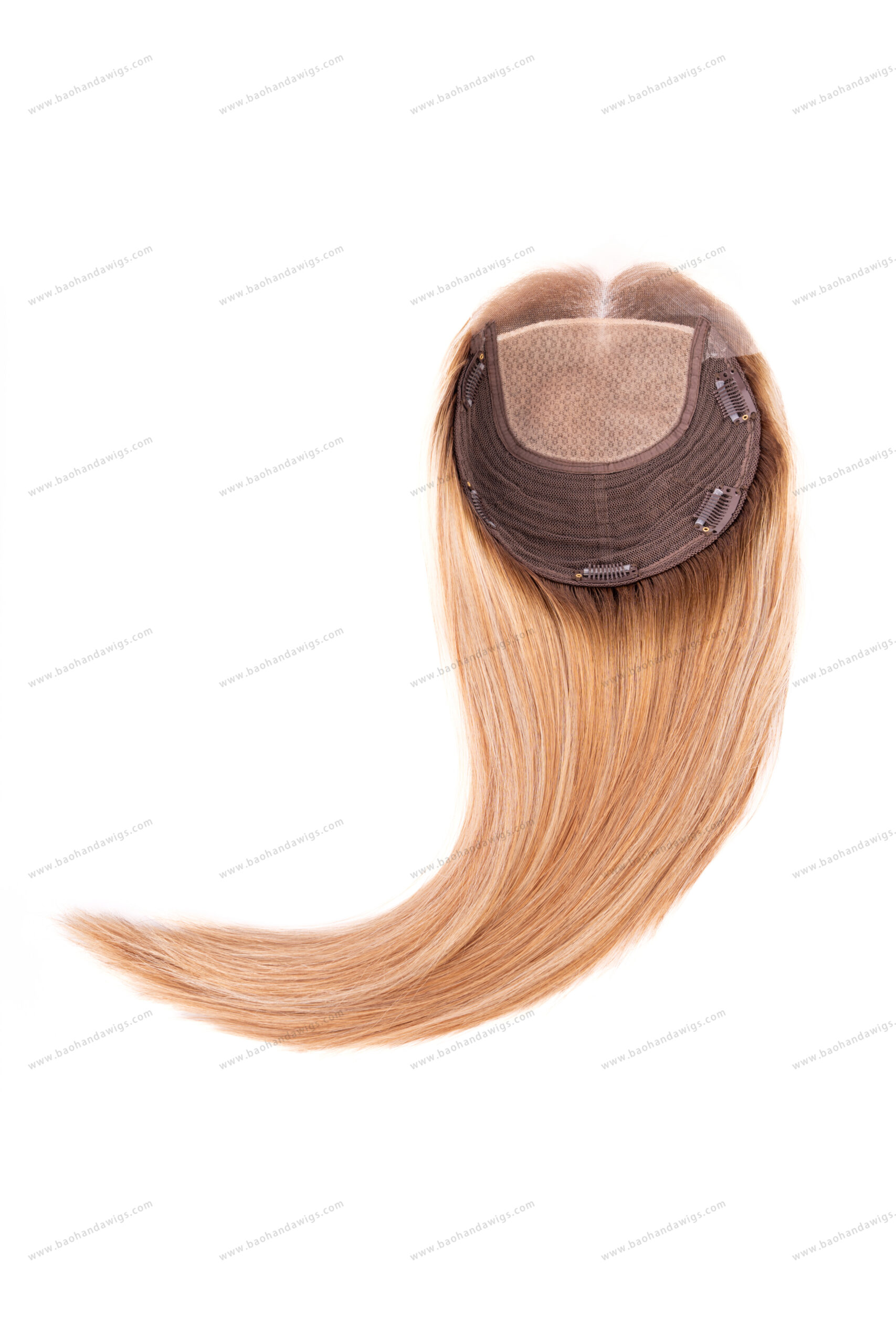 8x8inch Lace Front Silk Top with Weft Base Remy Human Hair Topper - Image 2