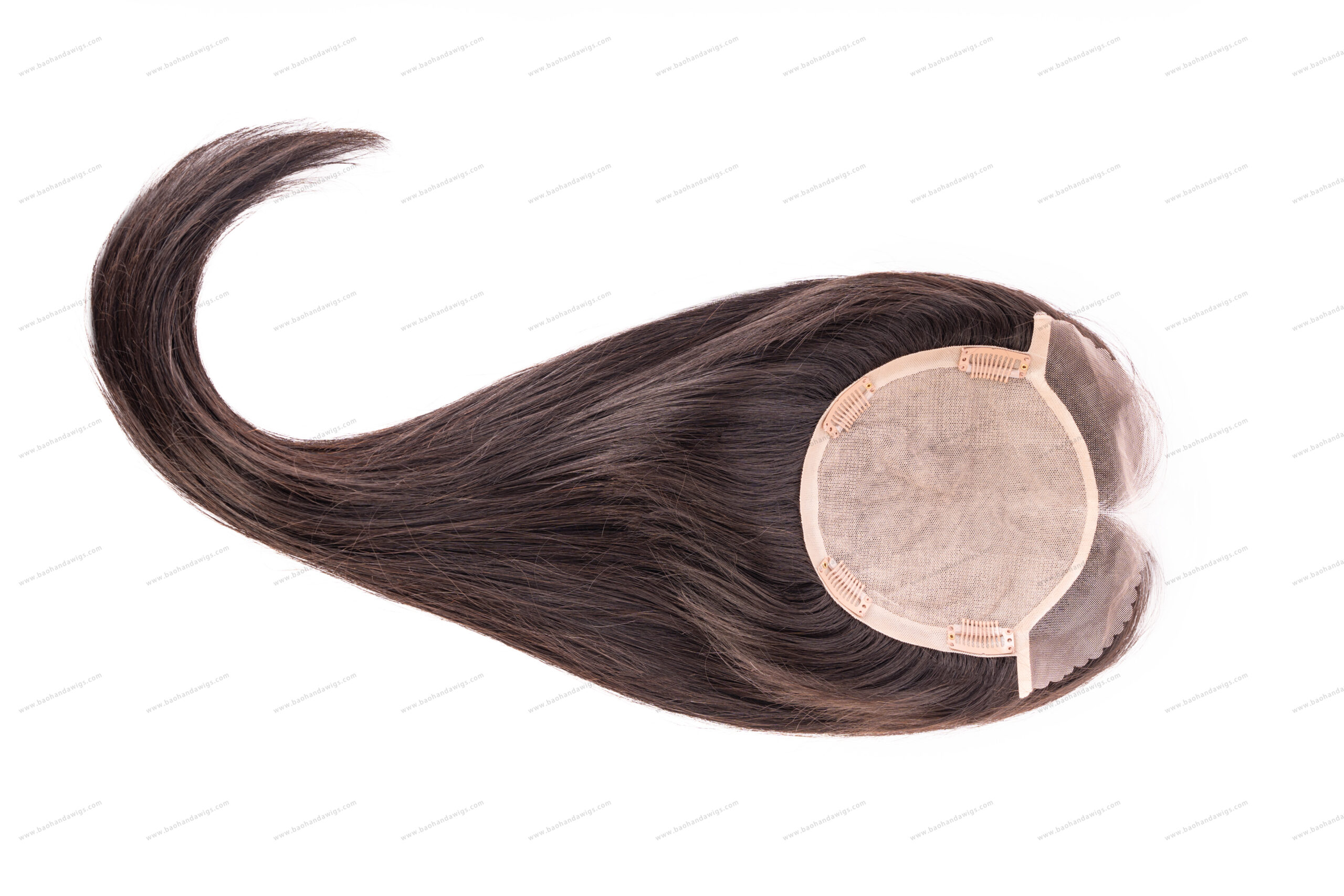 6x6.5 inch Full Silk Base Lace Front Remy Human Hair Topper 100% Hand Tied - Image 3